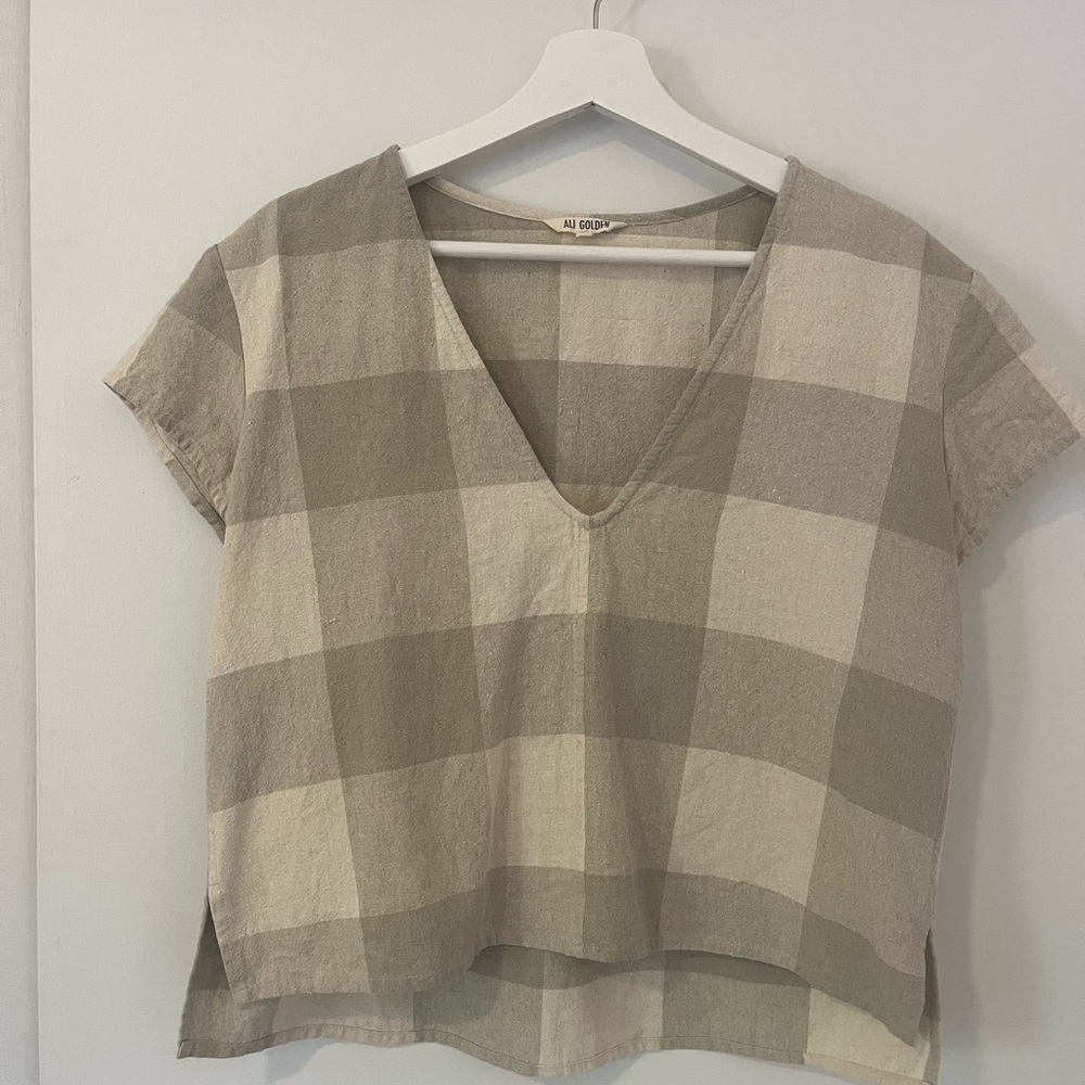 Ali Golden raw silk top, size L